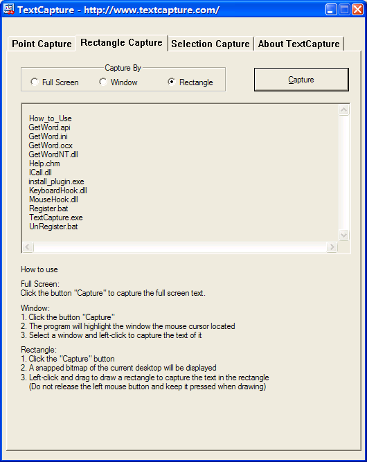 Text Capture Component (SDK) - GetWord Screenshot